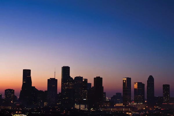 Houston Skylines: Texas, Houston Skyline At Dawn by Rob Tilley