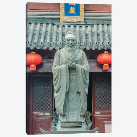 China, Jiansu, Nanjing. Confucius Temple (Fuzimiao). This is the largest statue of Confucius in China. Canvas Print #RTI29} by Rob Tilley Canvas Art