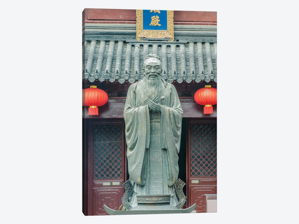China, Jiansu, Nanjing. Confucius Temple (Fuzimiao). This is the largest statue of Confucius in China. by Rob Tilley 1-piece Canvas Artwork