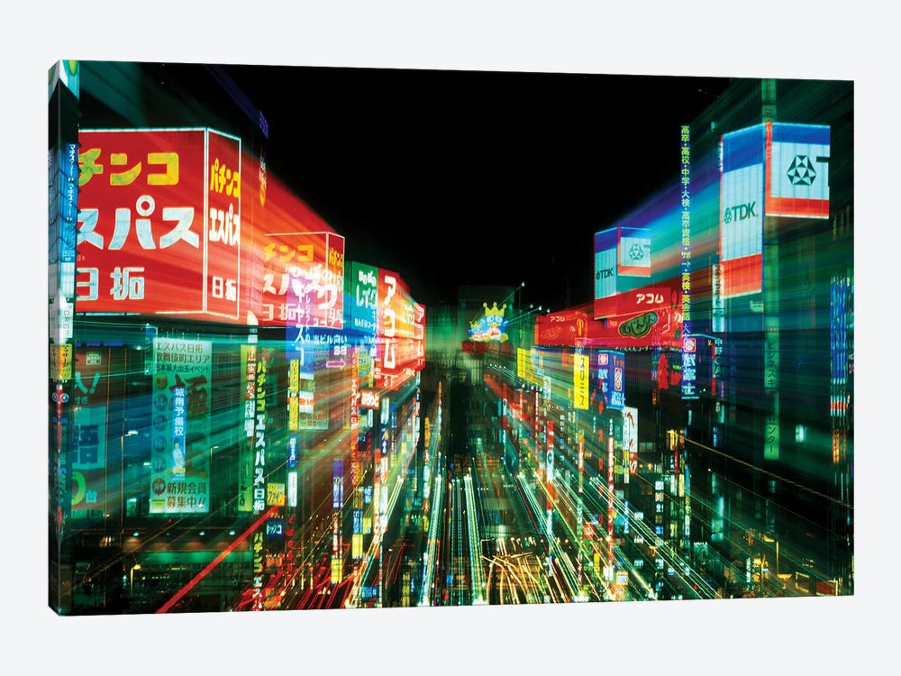 Neon Motion Blur, Shinjuku, Tokyo Prefecture, Japan 1-piece Canvas Artwork