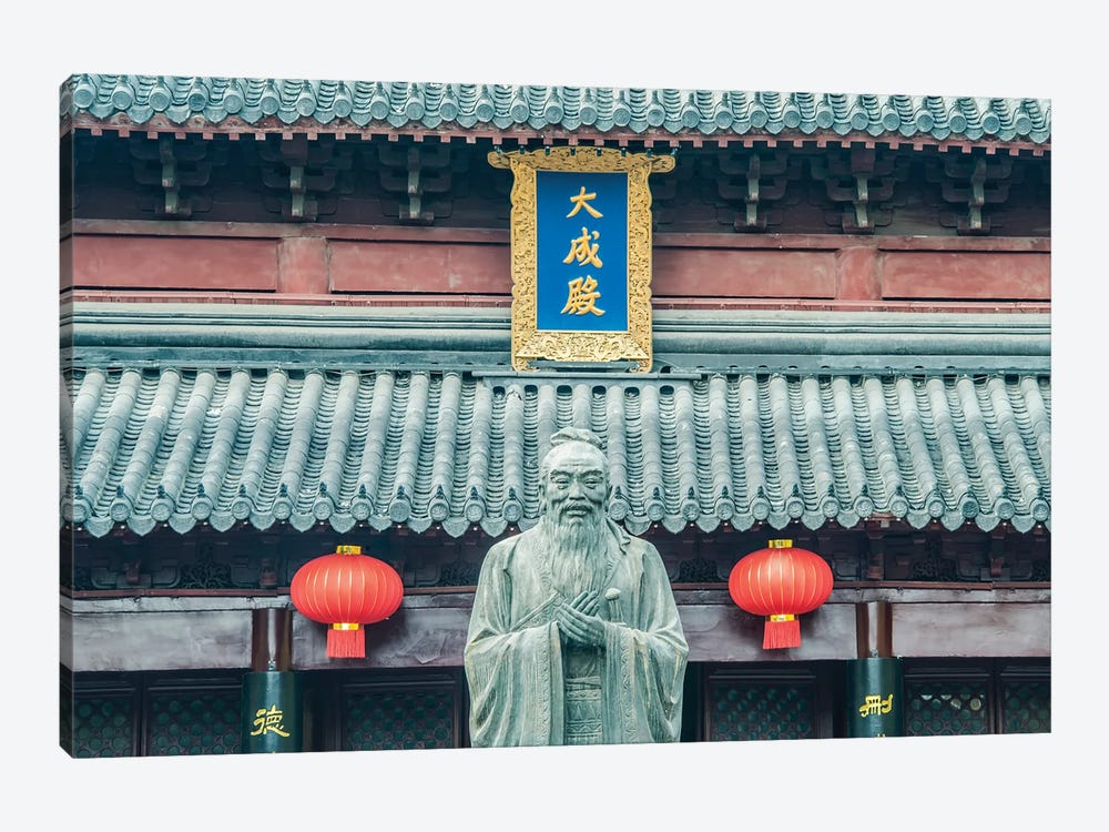 China, Jiangsu, Nanjing. Confucius Temple (Fuzimiao). This is the largest statue of Confucius in China. by Rob Tilley 1-piece Canvas Art