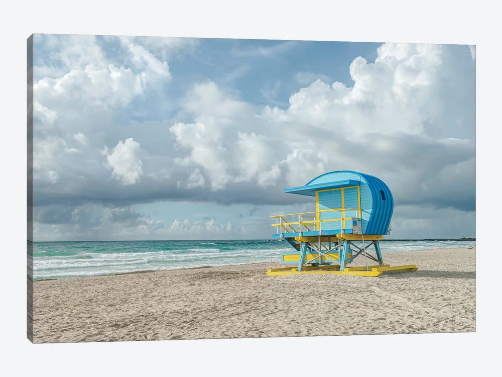 USA, Florida, Miami Beach. Colorful lifeguard station. by Rob Tilley 1-piece Canvas Art