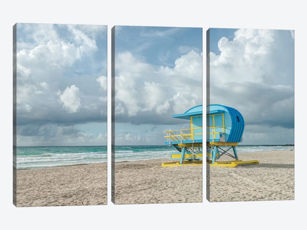 USA, Florida, Miami Beach. Colorful lifeguard station. by Rob Tilley 3-piece Canvas Art