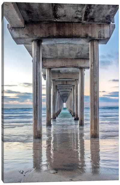 Support Pillars, Ellen Browning Scripps Memorial Pier, La Jolla, San Diego, California, USA Canvas Art Print - Beach Art