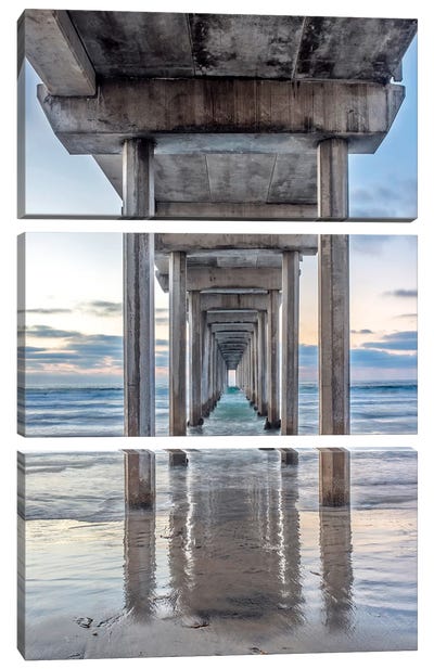 Support Pillars, Ellen Browning Scripps Memorial Pier, La Jolla, San Diego, California, USA Canvas Art Print - 3-Piece Beach Art