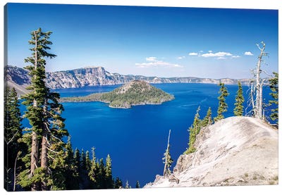 Wizard Island, Mount Mazama And Crater Lake, Crater Lake National Park, Klamath County, Oregon, USA Canvas Art Print