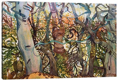 Into The Woods We Go Canvas Art Print - Intricate Watercolors