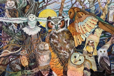 The Owls And The Pussycat. by Susan E. Routledge canvas print