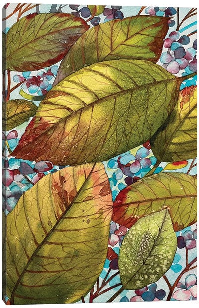 Drifting Leaves Canvas Art Print - Susan E. Routledge