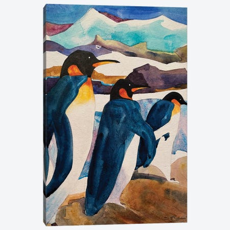 Penguin Stroll Canvas Print #RTL130} by Susan E. Routledge Art Print