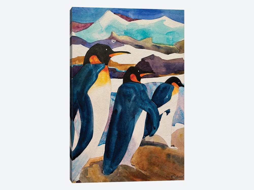 Penguin Stroll by Susan E. Routledge 1-piece Canvas Wall Art