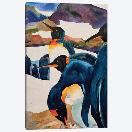 Penguin Watch Canvas Print #RTL131} by Susan E. Routledge Art Print