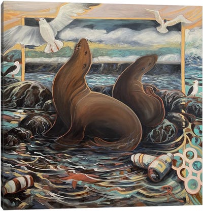 Lament Of The Seal Canvas Art Print - Seals
