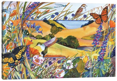 Over The Hill Canvas Art Print - Monarch Butterflies