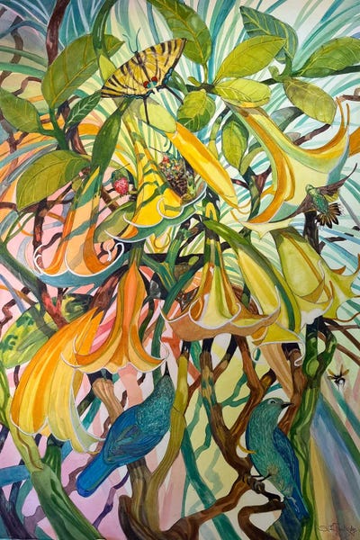 Butterflies and Flowers: Angels Trumpets by Susan E. Routledge