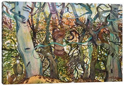 Into The Woods We Go Canvas Art Print - Intricate Watercolors