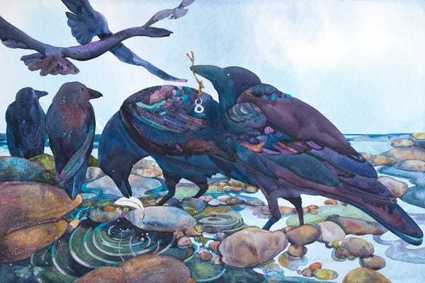 Intricate Watercolors: Beach Crew by Susan E. Routledge