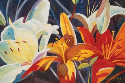 Lilies by Susan E. Routledge framed wall art