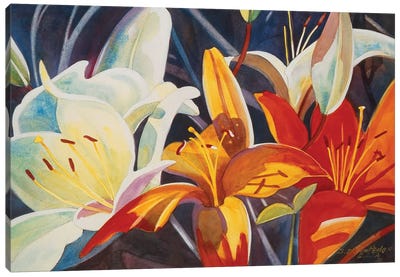 Lilies Canvas Art Print - Susan E. Routledge