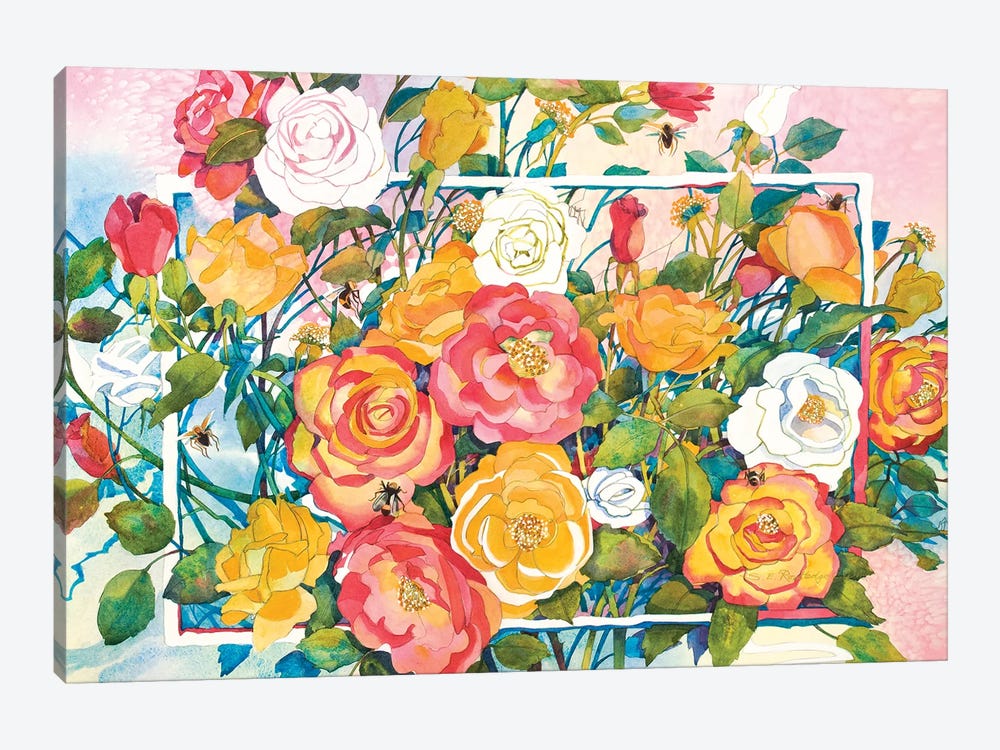 Bees And Roses by Susan E. Routledge 1-piece Canvas Art