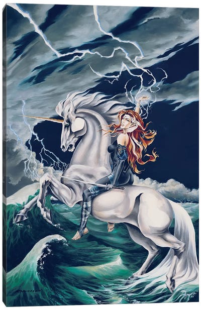 Rolling Thunder Canvas Art Print - Unicorn Art