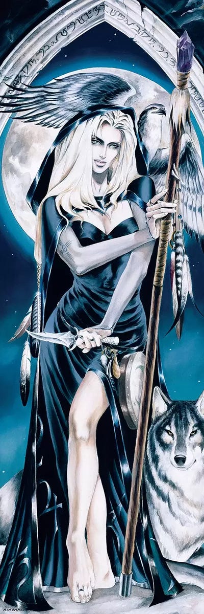 The Shaman by Ruth Thompson multi panel art