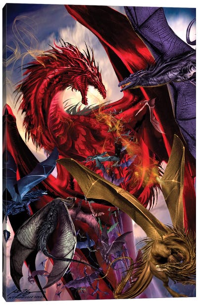 Dragon Battle Canvas Art Print - Ruth Thompson