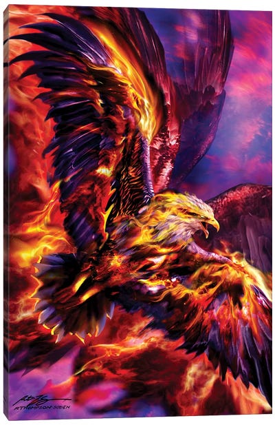 Phoenix Rising Canvas Art Print - Dragon Art