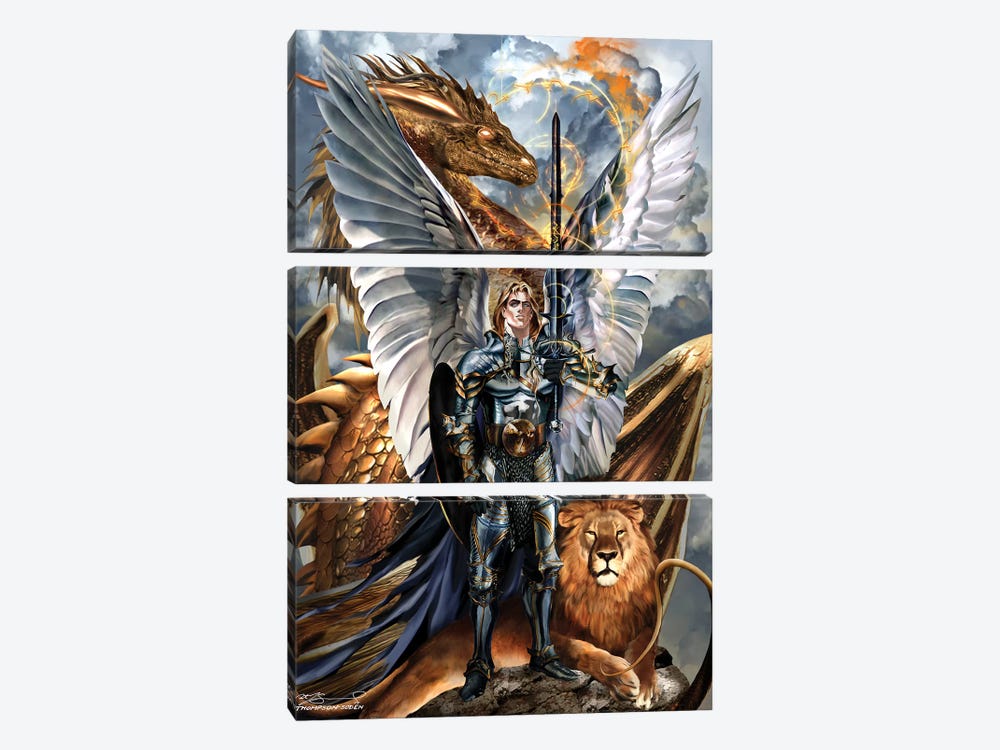 St. Michael The Archangel by Ruth Thompson 3-piece Canvas Art
