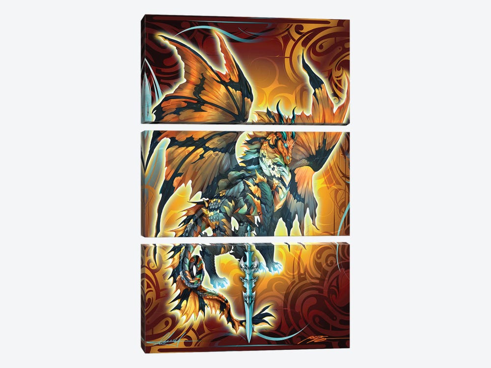 Dragonblade Thunderblade by Ruth Thompson 3-piece Canvas Wall Art
