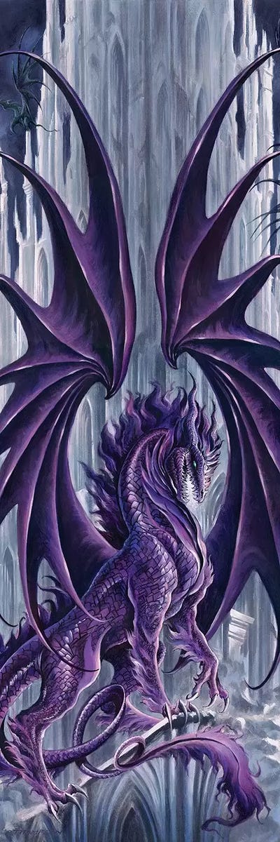 Draconis Nox Color by Ruth Thompson framed canvas print