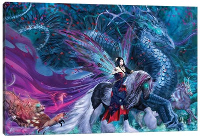Ride Of The Yokai Canvas Art Print - Dragon Art