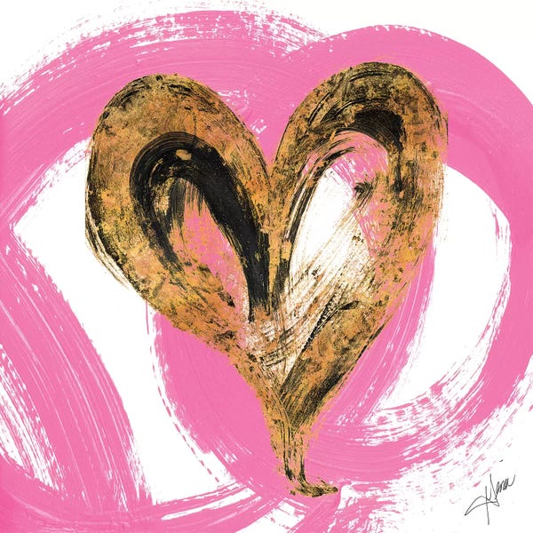 Pink & Gold Heart Strokes I