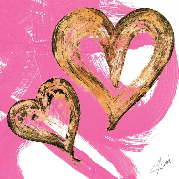 Hearts: Pink & Gold Heart Strokes II by Gina Ritter