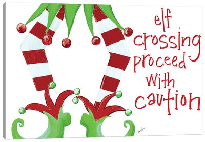 Elf Crossing Proceed With Caution Canvas Art Print
