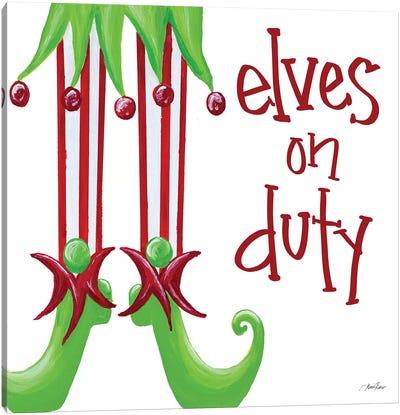 Elves on Duty Square Canvas Art Print - Gina Ritter