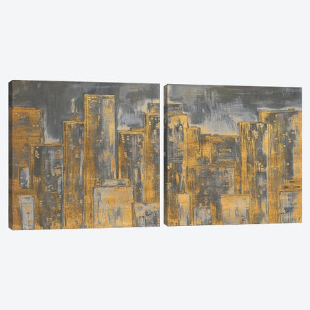 Gold City Eclipse Square Diptych Canvas Print Set #RTR2HSET001} by Gina Ritter Canvas Art