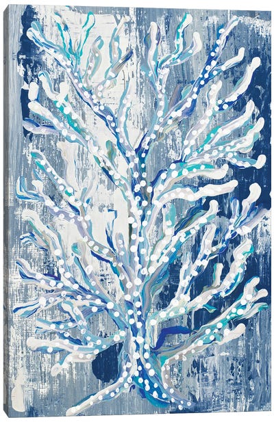 Azul Dotted Coral Vertical Canvas Art Print - Gina Ritter