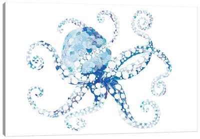 Azul Dotted Octopus I Canvas Art Print - Kids Nautical Art