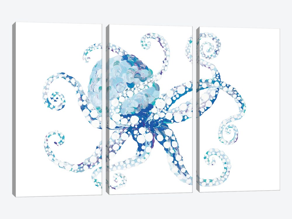 Azul Dotted Octopus I by Gina Ritter 3-piece Canvas Print