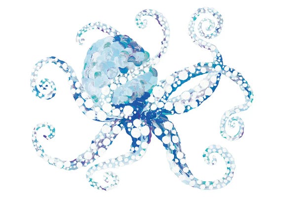 Kids Nautical Art: Azul Dotted Octopus I by Gina Ritter