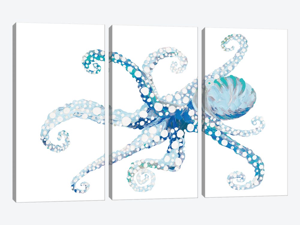 Azul Dotted Octopus II by Gina Ritter 3-piece Canvas Wall Art
