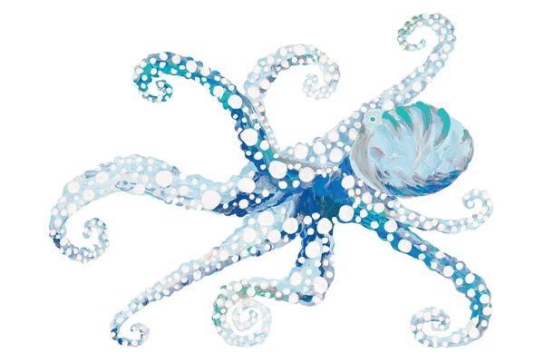Kids Ocean Life Art: Azul Dotted Octopus II by Gina Ritter