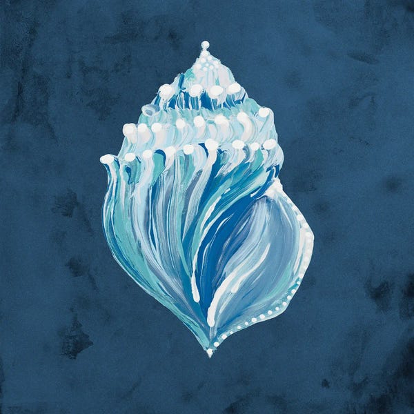 Gina Ritter: Azul Dotted Seashell on Navy II by Gina Ritter