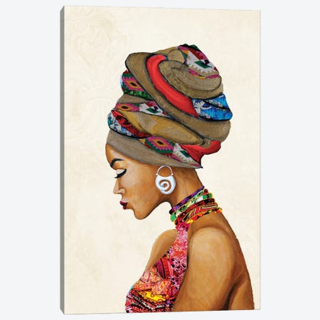 African Goddess on Beige Canvas Print #RTR44} by Gina Ritter Canvas Artwork