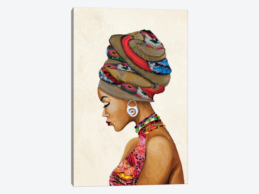 African Goddess on Beige by Gina Ritter 1-piece Canvas Print