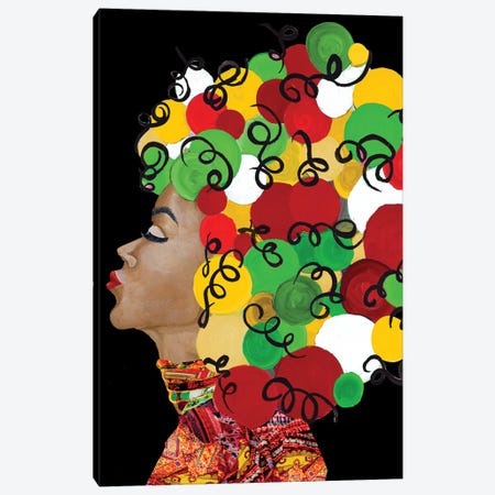 African Goddess With Colorful Hair Canvas Print #RTR45} by Gina Ritter Canvas Wall Art