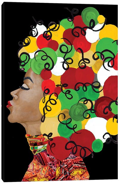 African Goddess With Colorful Hair Canvas Art Print - Gina Ritter