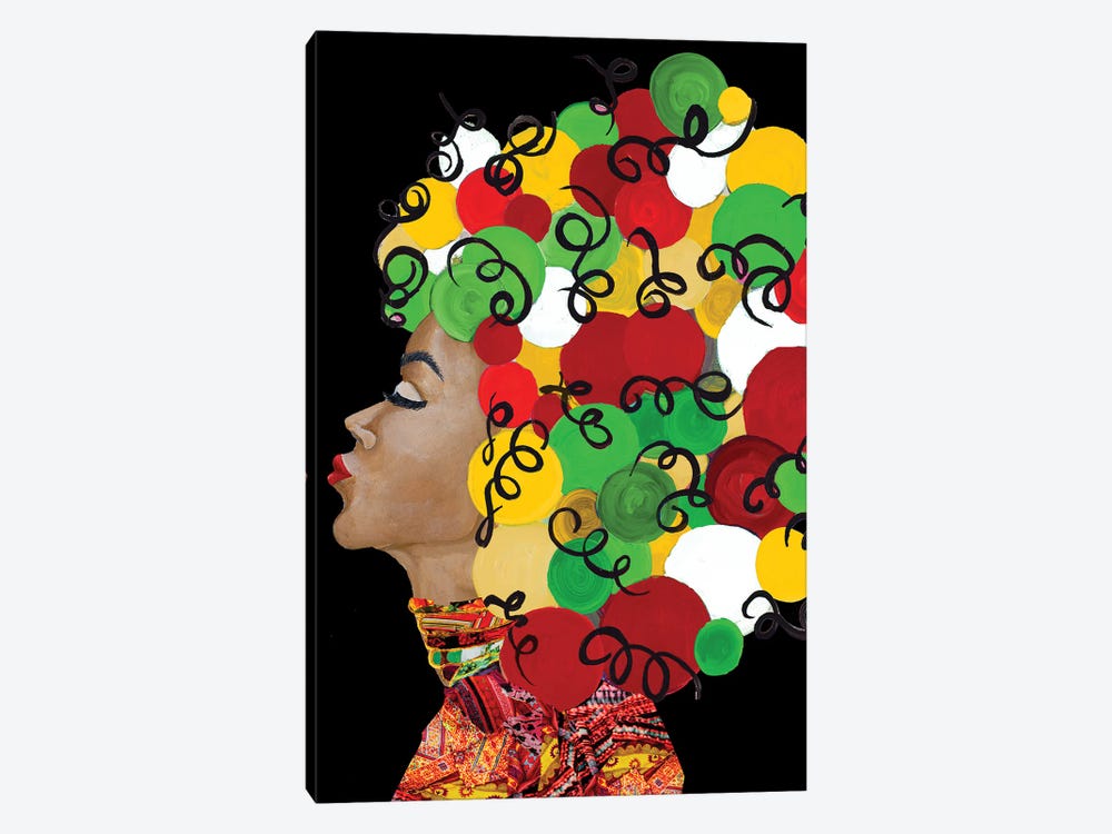 African Goddess With Colorful Hair by Gina Ritter 1-piece Canvas Wall Art