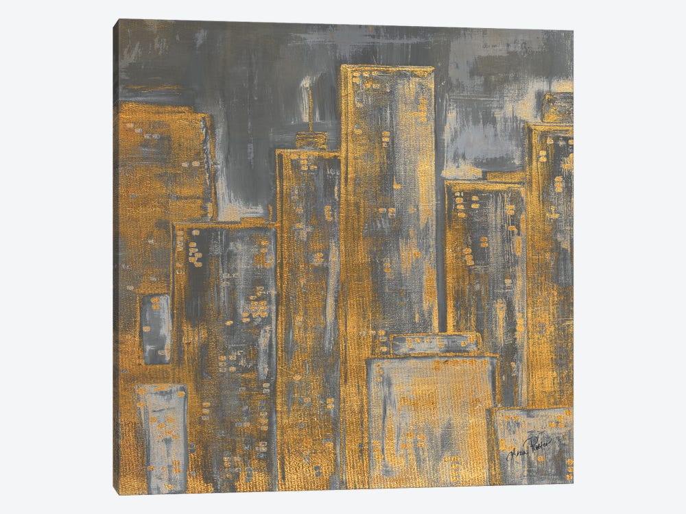 Gold City Eclipse Square I by Gina Ritter 1-piece Canvas Artwork